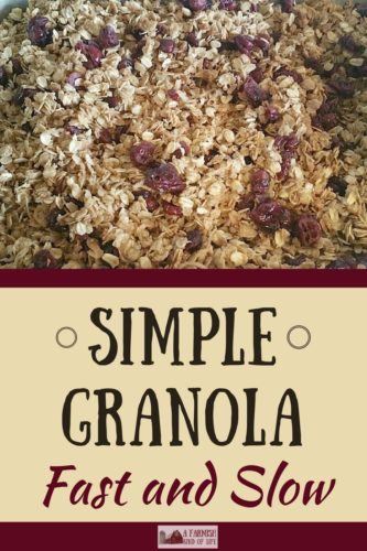 Granola is a favorite treat at our house, because it's so simple to make! Here are two simple granola recipes we use: one fast, and one slow.