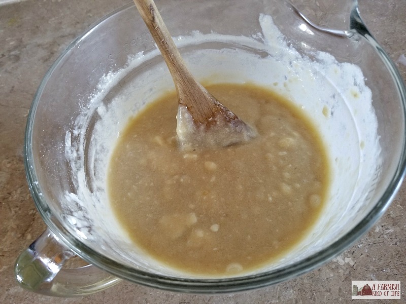 Mixing up a bowl of lumpy batter!