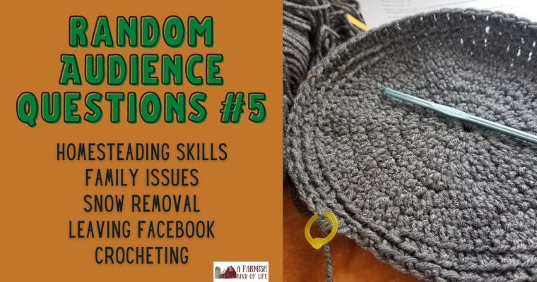 108: RAQ #5 – homesteading skills, family issues, snow removal, leaving Facebook, and crocheting